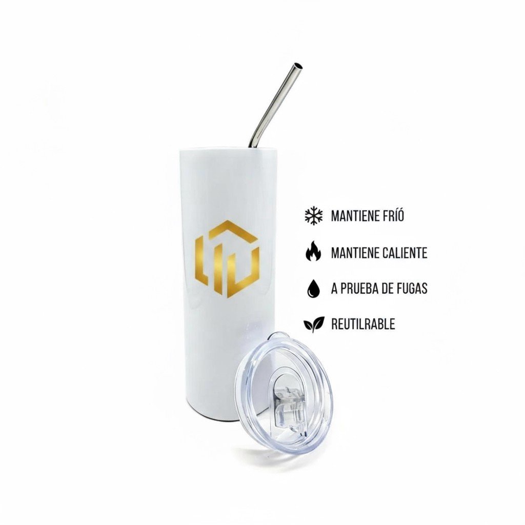 20OZ/600ML ACERO INOX TUMBLER CON STRAW & LID(WHITE) - Imagen 3