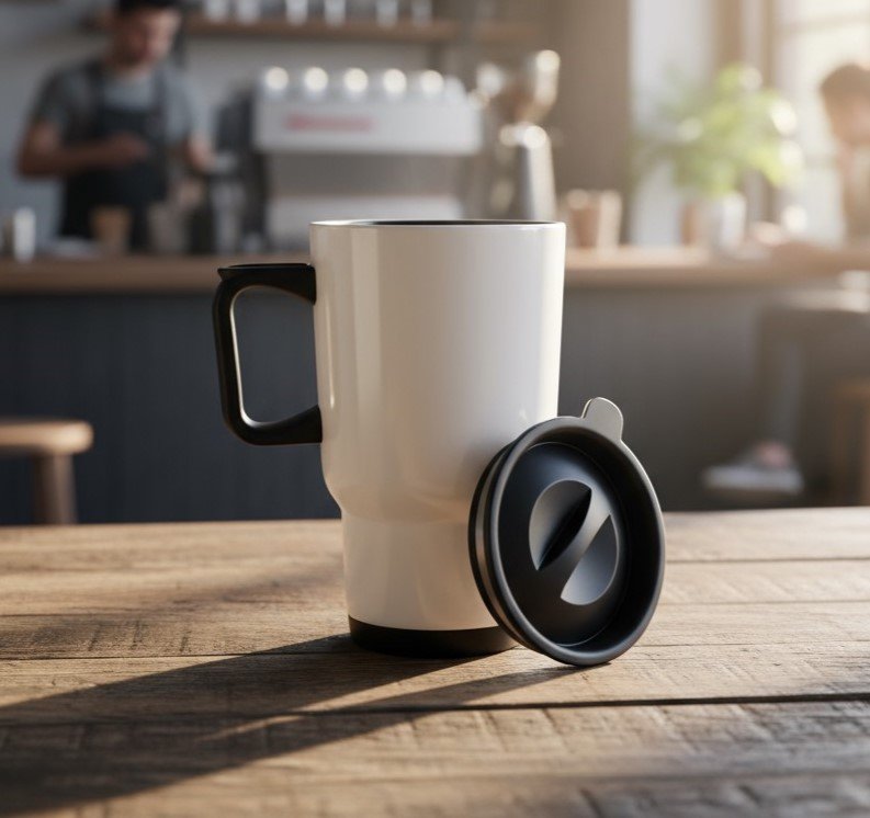 TOMATODO CAR MUG (500ML) 86*150mm,Stainless, white