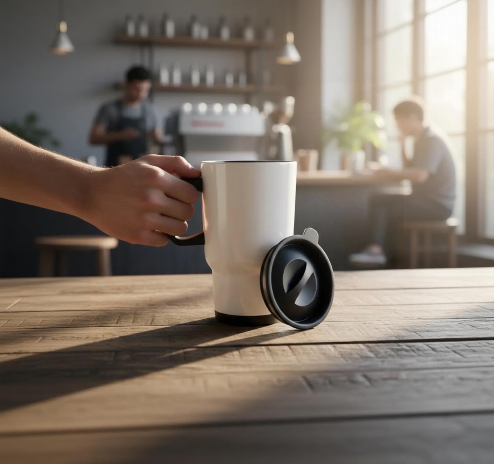 TOMATODO CAR MUG (500ML) 86*150mm,Stainless, white - Imagen 2