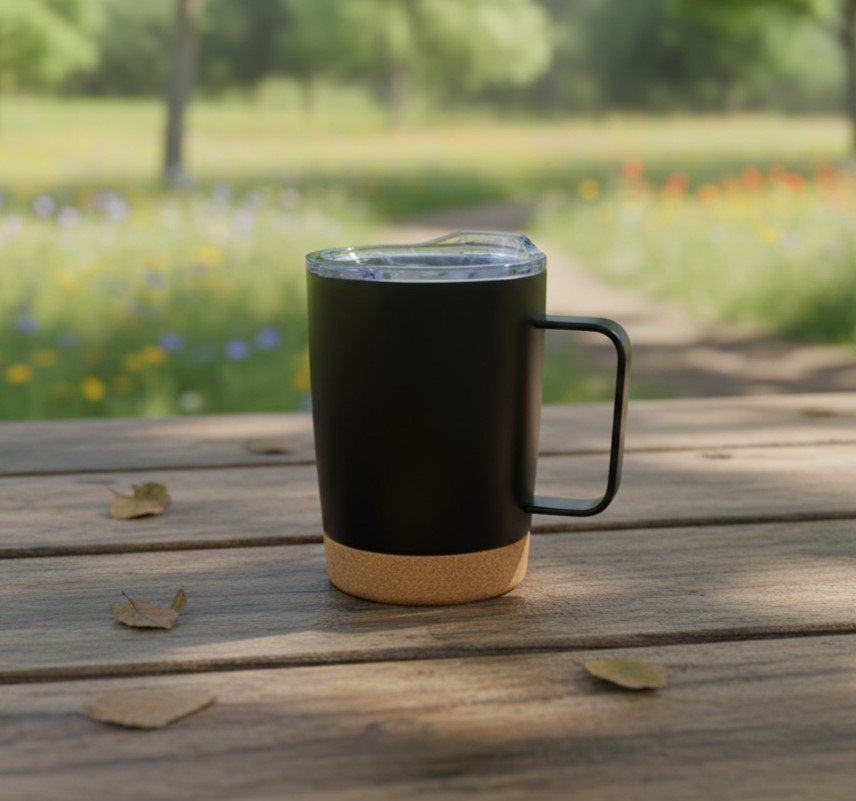 TERMO TRAVEL COFFE CORCHO ACERO TERMICO 360ML/ 12OZ BLANCO