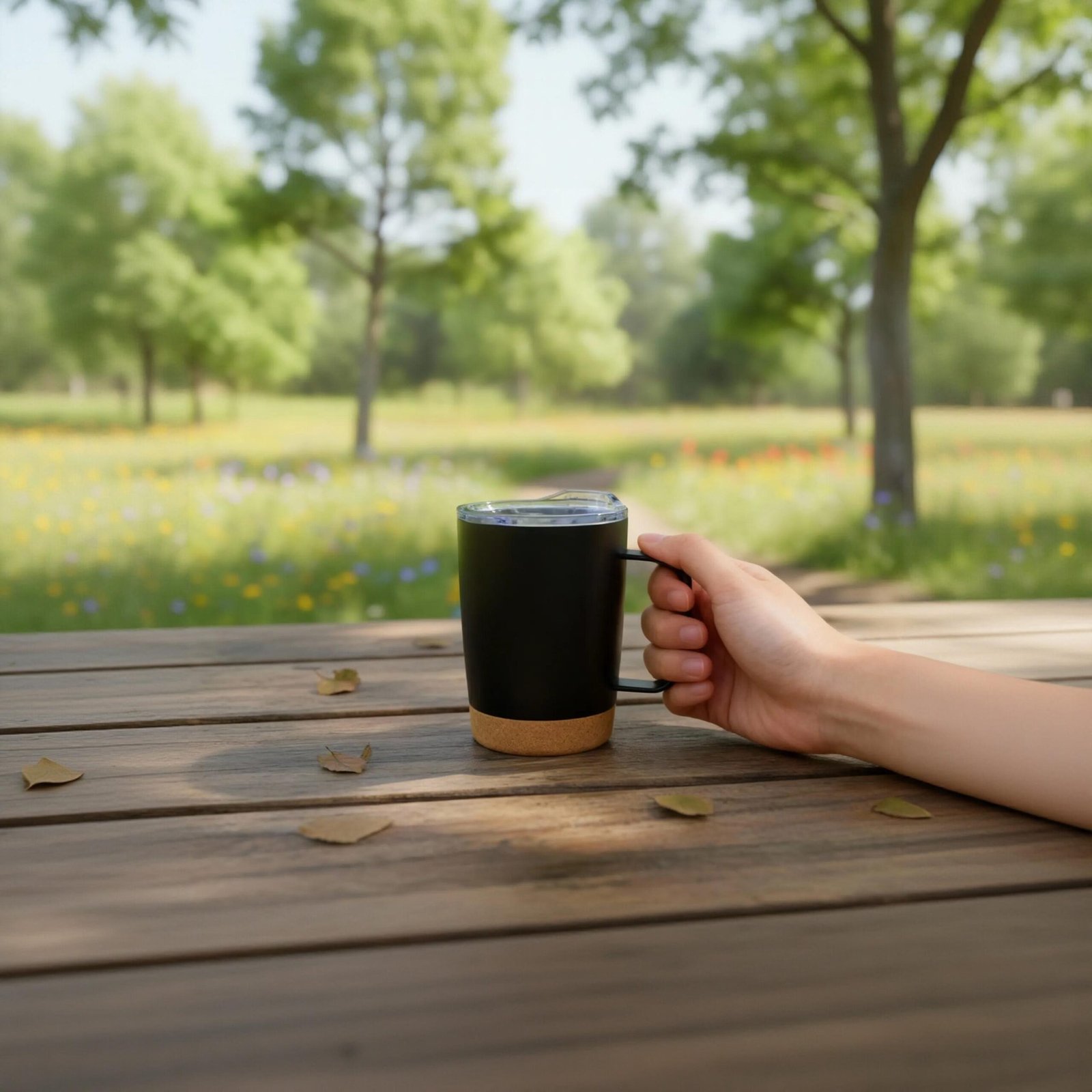 TERMO TRAVEL COFFE CORCHO ACERO TERMICO 360ML/ 12OZ BLANCO - Imagen 2