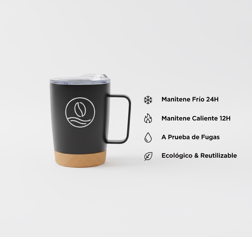 TERMO TRAVEL COFFE CORCHO ACERO TERMICO 360ML/ 12OZ BLANCO - Imagen 3