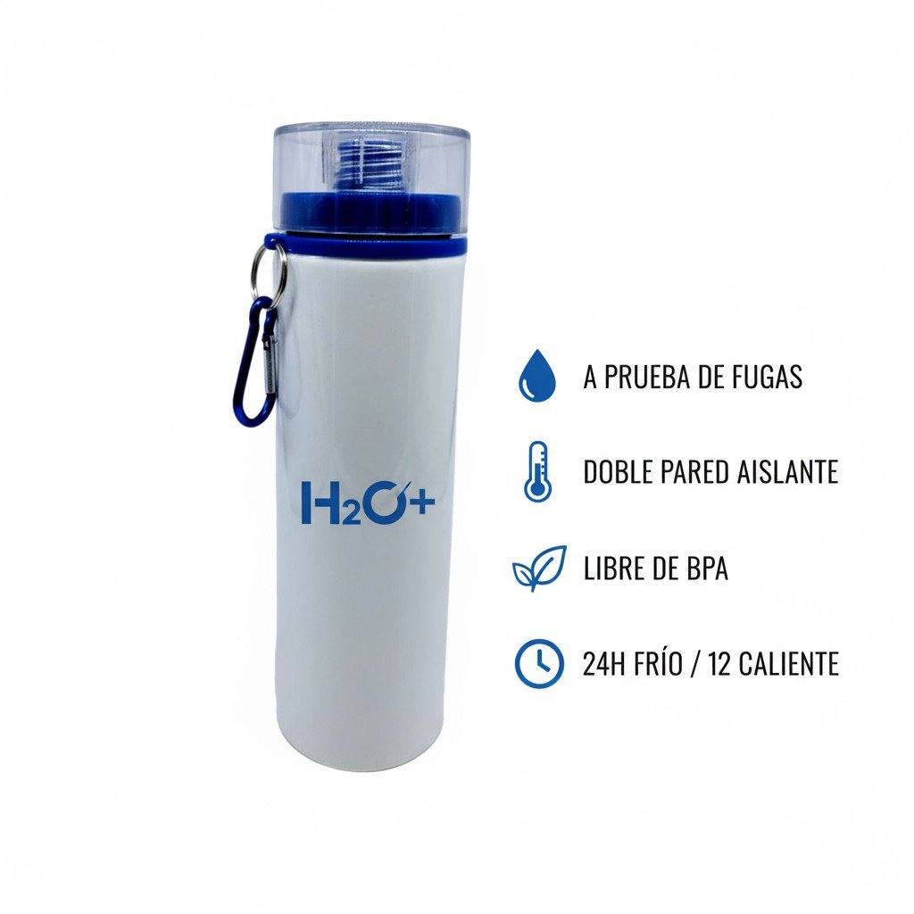 TOMATODO ALUMINIO 28OZ/850ML COLOR BLANCO CON TAPA AZUL - Imagen 3