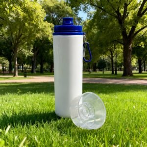 TOMATODO ALUMINIO 28OZ/850ML COLOR BLANCO CON TAPA AZUL