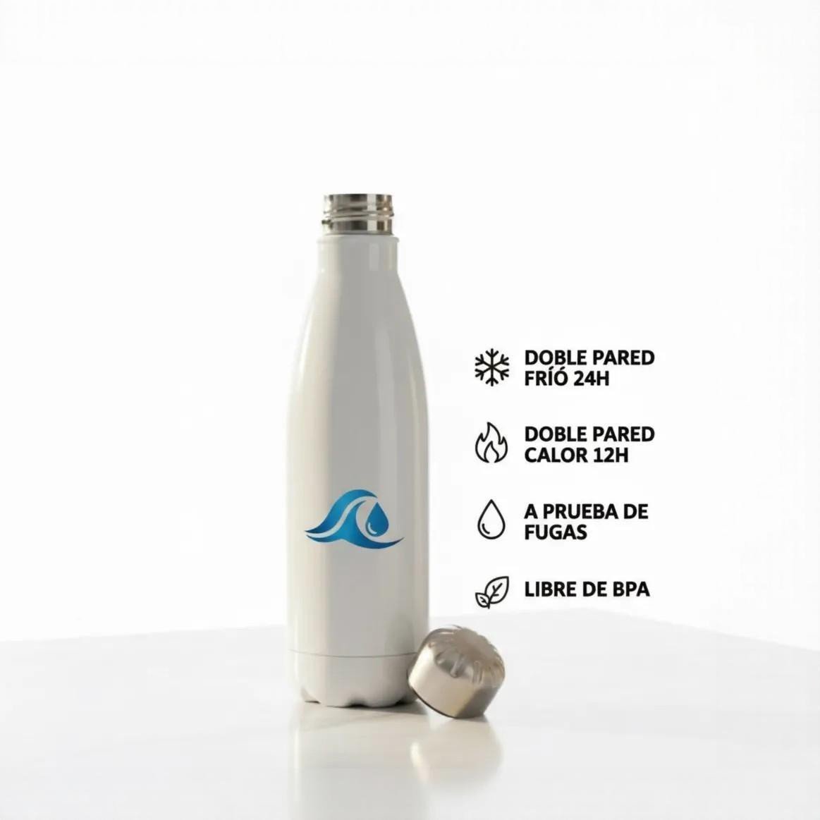 TOMATODO BOTELLA 25OZ/750ML ACERO INOX BLANCO - Imagen 3