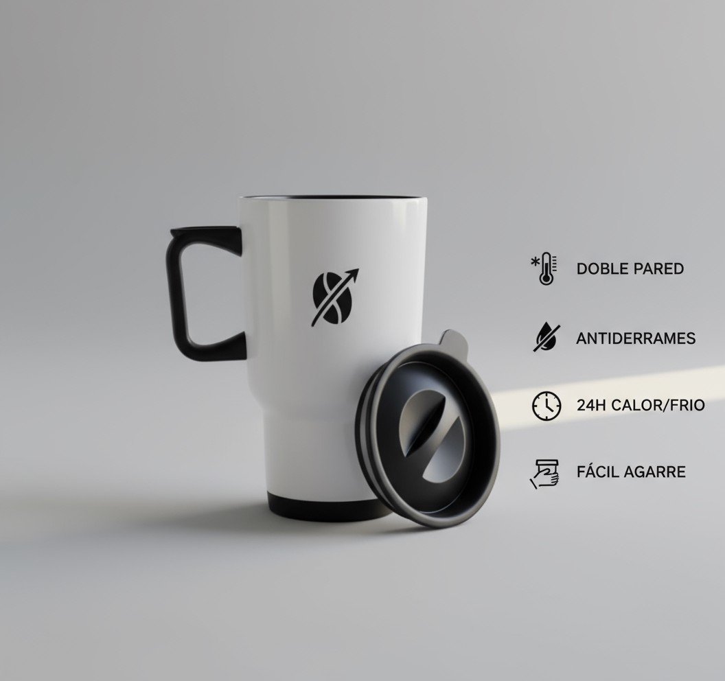 TOMATODO CAR MUG (500ML) 86*150mm,Stainless, white - Imagen 3