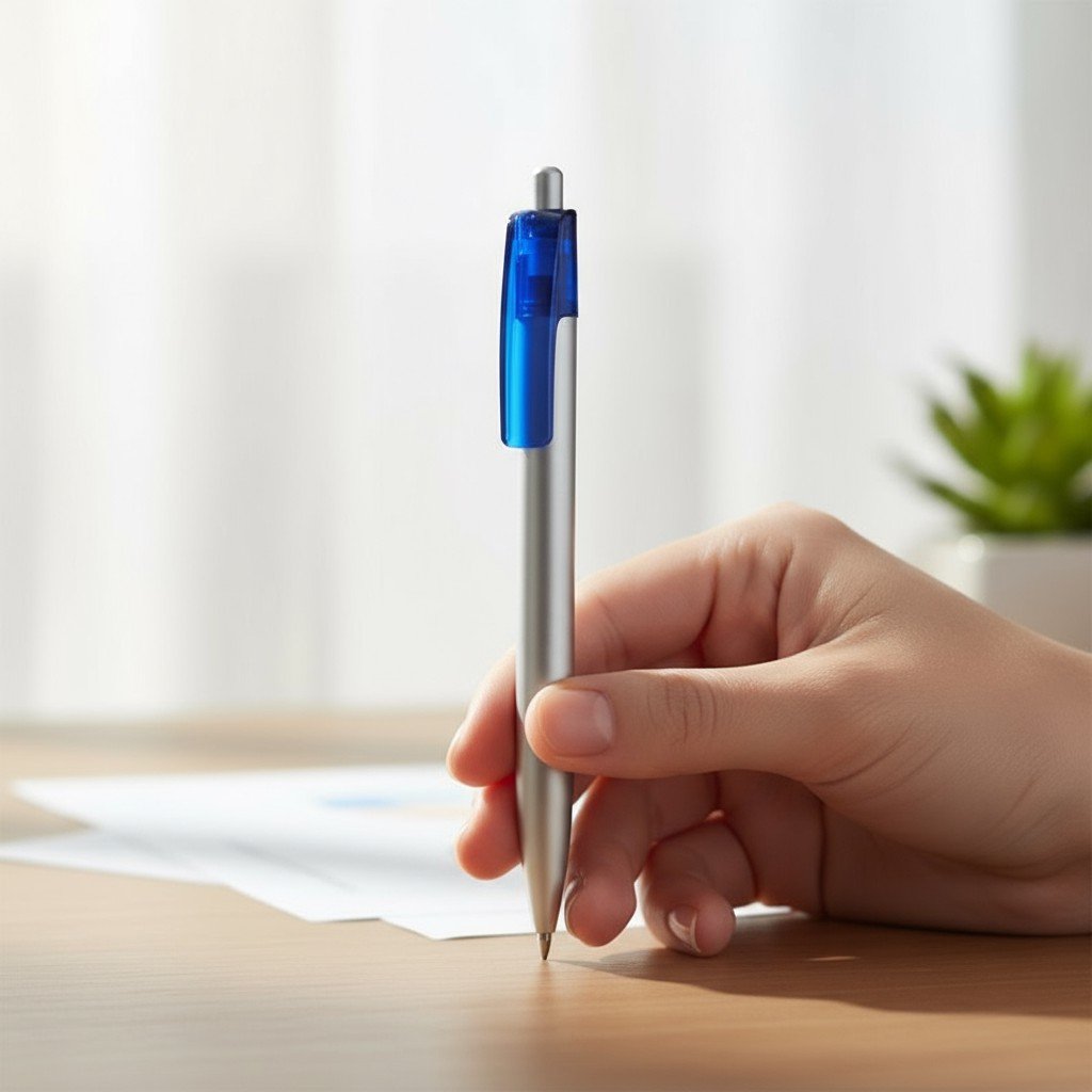 ESFERO CLIP COLOR CUERPO PLATA CON AZUL - Imagen 2