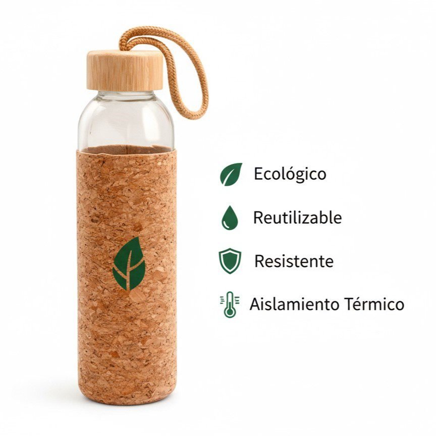 BOTELLA DE VIDRIO TAPA BAMBOO - Imagen 3