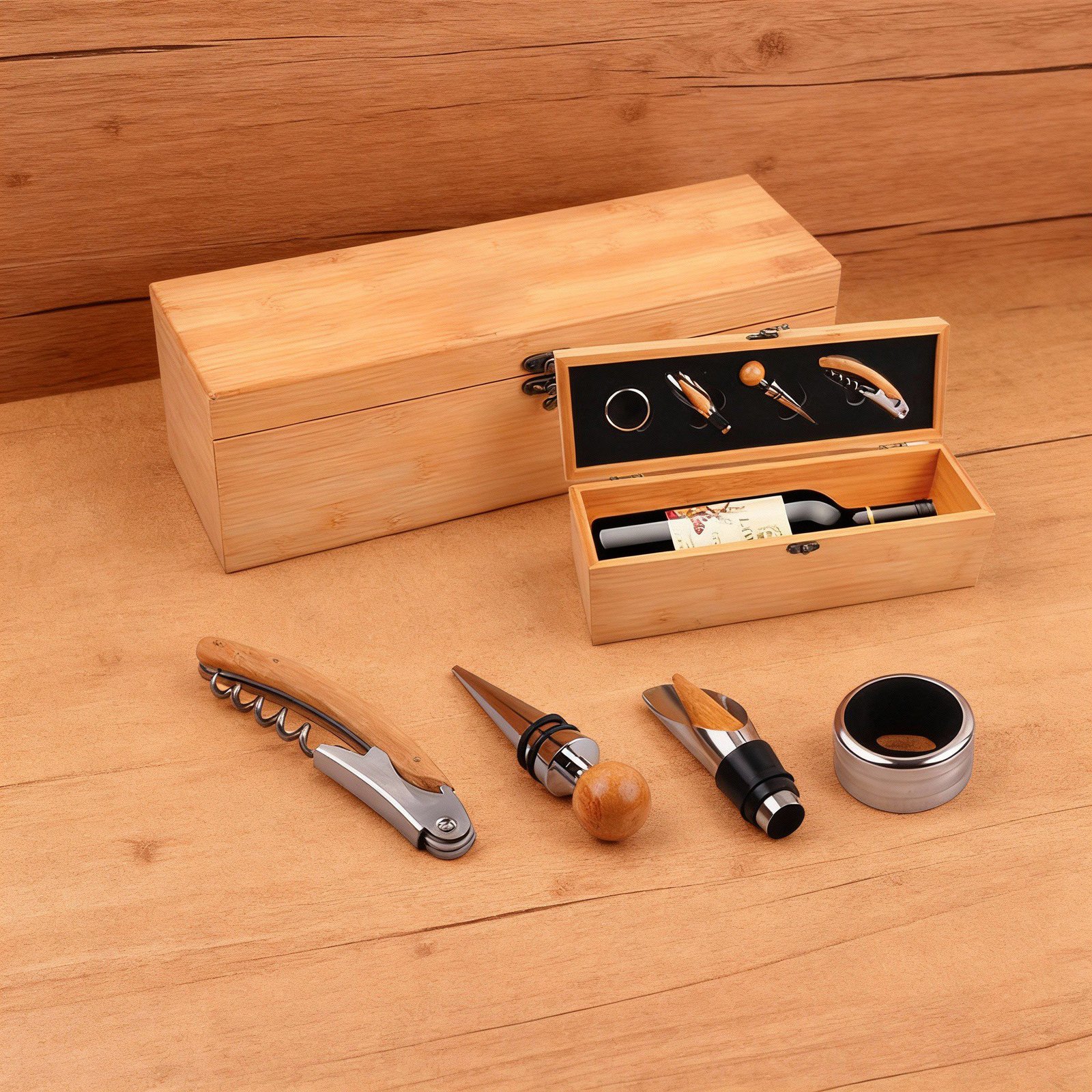 SET DE VINO CAJA BAMBOO
