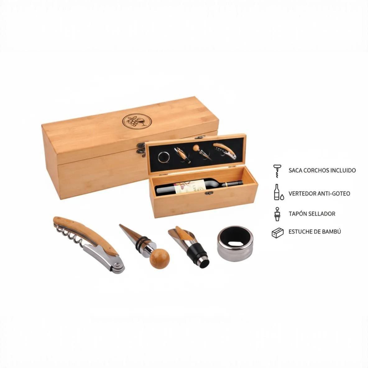 SET DE VINO CAJA BAMBOO - Imagen 3